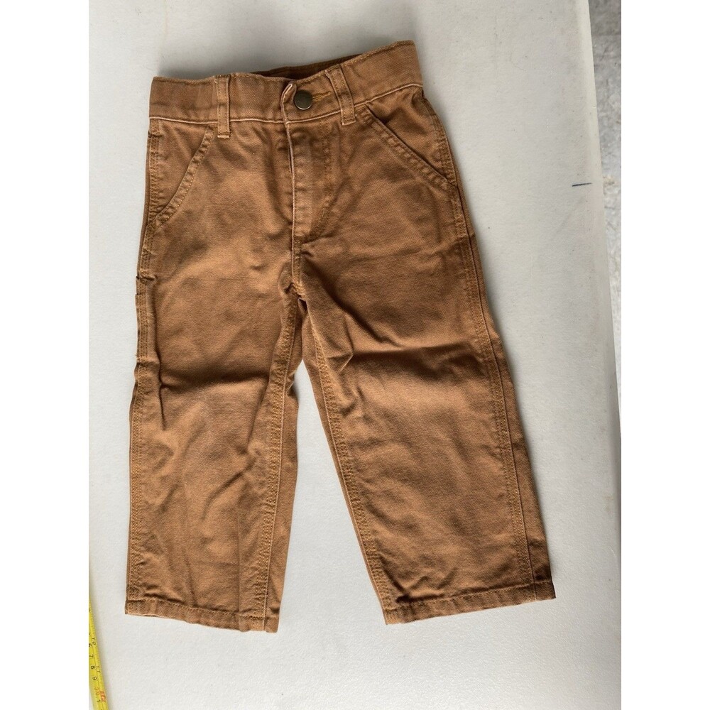 Carhartt Toddler 2T Brown Duck Canvas Carpenter Pants Adjustable Waist BN8303-B